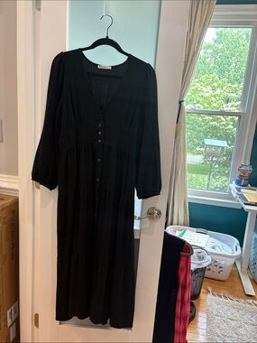 Marine Layer black Large soft  Midi Dress